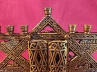 Vntg  Brass Hanukkah Menorah From Israel Nine Branched Candelabrum 