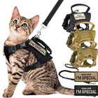 Tactical Cat Dog Harness Leash For Working Adjustable Pet Vest Harness Soft Mesh