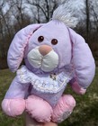 Vintage Fisher-price Puffalumps Purple Bunny Rabbit Nylon Plush Toy 1986 Easter