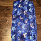 Laurel Burch Blue Indigo Cat Butterfly Artistic Infinity Scarf 19x69    Pre Owned