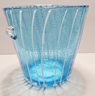 Vintage Venini For Disaronno Murano Blue White Lines Art Glass Ice Bucket 5   