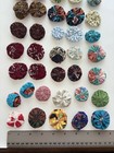 Vintage Fabric Yo-yo Quilt Craft Lot 130 Handmade Suffolk Puffs Mixed Prints