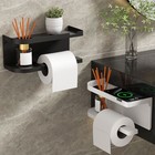 Toilet Paper Holder With Mobile Phone Storage Shelf Holders Wall Mounted Rack     