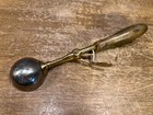 Vintage Gilchrist Ice Cream Scoop No  31 Wood Handle Brass   Silver Antique