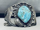 Magnificent Vintage Navajo Morenci Turquoise Sterling Silver Huge Bracelet
