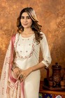 Women Bollywood Chanderi Kurti Indian Designer Top Tunic Kurta Pant Dupatta Set