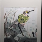 Framed Chinese Watercolor Bird Lotus Painting  Signed Original Asian Art 17x28