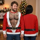 Santa Fake Abs Hairy 3d Christmas Sweater  Funny Ugly Holiday Gag Gift