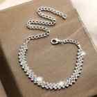 Shiny Rhinestone Chain Anklet Beach Foot Bracelet Party Adjustable Silver Plated
