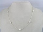 8-9mm White Rice Pearl Station Necklace Sterling Silver 18  By The Yard
