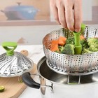 Folding Stainless Steel Steamer Basket Expandable 5 5-9in Veggie Dumpling Insert