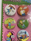 90s Simpsons 6 Button Pinback Collection Sealed Vintage Homer Bart Set Tv