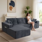 Maxyoyo  104   Cloud Sectional Couch With L-shape Chaise modular Corduroy Sofa
