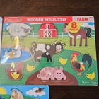 Melissa   Doug Wooden Puzzle Lot Of 3 Numbers Pictures Under Pieces Farm Pets 