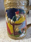 Vintage German Style Ceramic Pewter Lidded Beer Stein