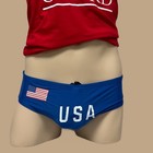 H e arts Team Usa Logo Custom Print Speedo Men Blue Pro Lt Swim Brief Size 32 36