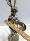 Rabbit Butler Dish Holder Silver Cast Metal Bowl 14 5 In High Candy Keys Figure