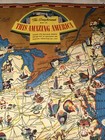 1941 Greyhound Map Of This Amazing America Pictorial Cartoon Map Poster Vintage