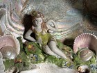 Vintage Old Shell  Art Display Souvenir With Bathing Beauty