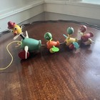 Vintage 1956 Fisher-price Gabby Goofies Duck Family Wooden Pull Toy 