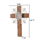 Rustic Crosses Wall Decor With Metal Floral - Large Wall Crosses For Home Dec   