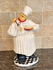 French Chef Figurine With Pasta Dish - Whimsical Kitchen Decor