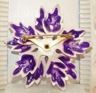 Vintage Retro White W Purple Center   Purple Cellophane Backing Metal Flower Pin