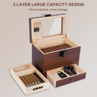 Hmazae Cigar Humidor  3-layer Humidor Cigar Box  Large Capacity Cedar Wood Ci   