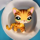 Littlest Pet Shop Yellow And Orange Striped Tiger Shorthair Cat  1451 Green Eyes