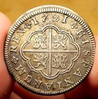 1721 Spanish Segovia Silver 2 Reales Early American Pistareen Coin