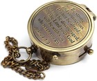 Antique Brass Surveyor s Compass With Wooden Box Joshua 1 9 Engraved Scripture N
