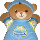 Fisher Price Brilliant Basics Baby s 1st Bear Blue Rattle 10in Soft Plush 2008