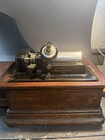 Antique Edison Standard Cylinder Phonograph Model D Oak Case W  Parts   Cover