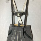 Vintage Lederhosen German  Leather Shorts Suspenders Sz 38