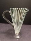 Vintage Murano Glass Martini Pitcher 10  Smoked Gray   White Stripes Cone Shape