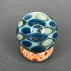 Contemporary Handmade Art Glass Marble 1 10  Blue   Green Sparkly Dot Box Mib