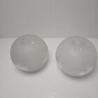 Sunburst Antique Frosted Glass Pair Replacement Globe shade Vtg Art Deco Mcm