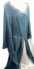 Small Teal Medieval Renaissance Long Dress Princess Halloween Costume Stretch