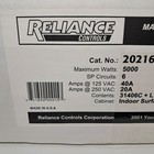 New Reliance 20216 A Indoor Manual Transfer Switch 5000 Max Watts 20-40 Amps