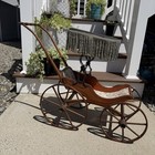 Victorian Wood Doll Carriage Vintage 1860s Surrey Fringed Canopy Granny Baby