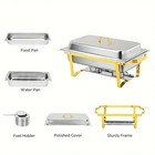 9l Full Chafing Dish Buffet Set 2-8pack Gold Stainless Steel Chafer For Catering