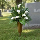 Gold Cemetery Vase With Spike Memorial Grave Flower Holder Set Of 2