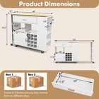 Reversible Folding Kitchen Island Cart Utility Storage Trolley Wine Rack Shelves