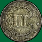 1851 Three Cent Silver Trime Almost Uncirculated Au Coin  42535