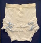Vintage Trebor Cotton Eyelet Lace   Bows Bloomers White Ruffled Panty Size 16