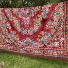 Large Beautiful Vintage Italian Boho Floral Chenille Velvet Bedspread 2 25x2 5 M