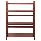 27 5  3-shelf Folding Stackable Bookcase Mahogany Bookshelf Storage Shelves Us