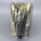 Vintage Hand Carved Green Onyx Elephant Figurine 3  Banded Stone Statue Mint