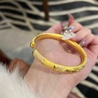 Gold Plated Gourd Crystal Bangle Women Chinese Style Bracelet