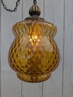Mid-century Modern Hollywood Regency Swag Light Chandelier Hanging Lamp Amber